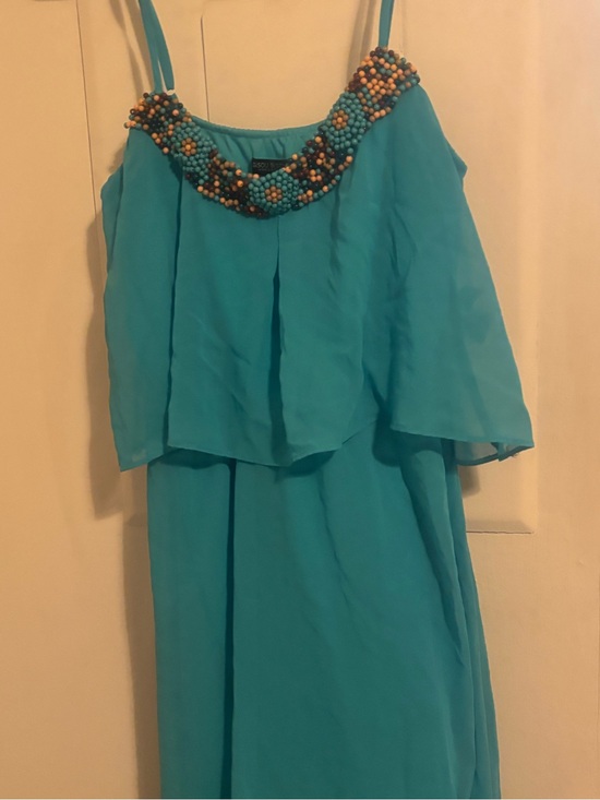 Bisou Bisou Dresses & Skirts - Bisou Bisou Turquoise Beaded Strap Dress